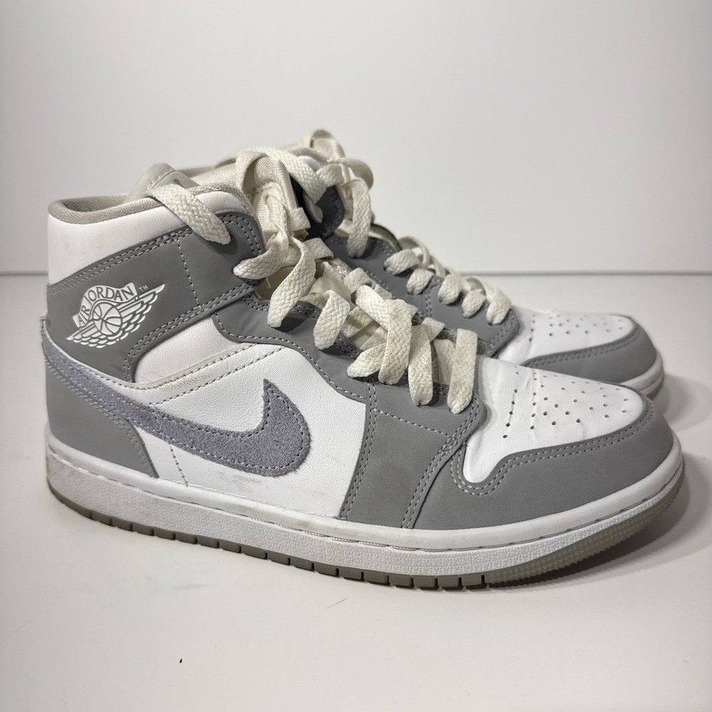Jordan 1 Mid Stealth Sail Womens Size 7 Grey White Sneakers BQ6472-115